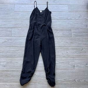 Parker Womens Black‎ Silk V-Neck Spaghetti Straps Sleeveless Jumpsuit Size XS